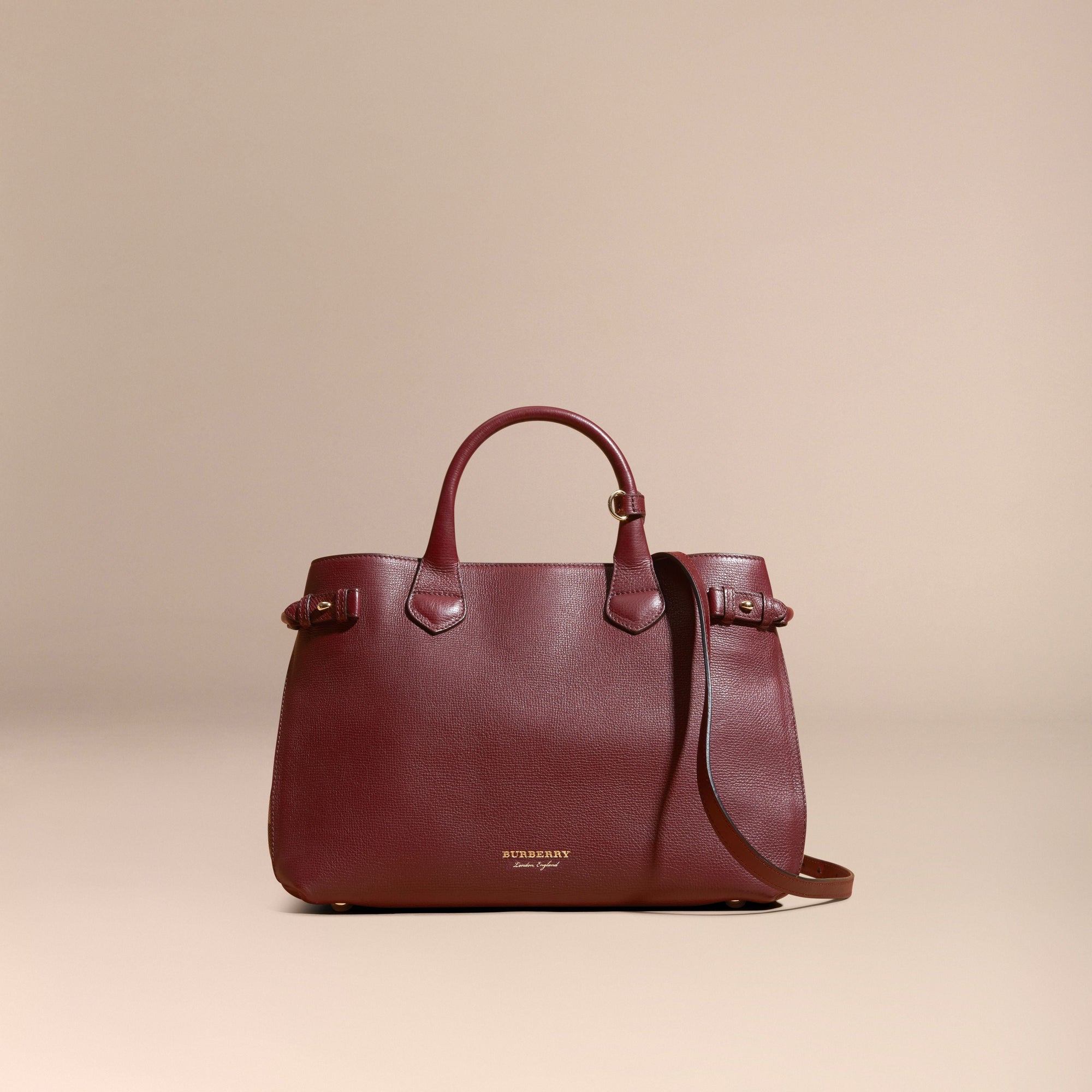 MAHOGANY RED Sac The Banner medium en cuir et coton House check