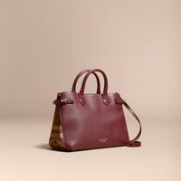 MAHOGANY RED Sac The Banner medium en cuir et coton House check