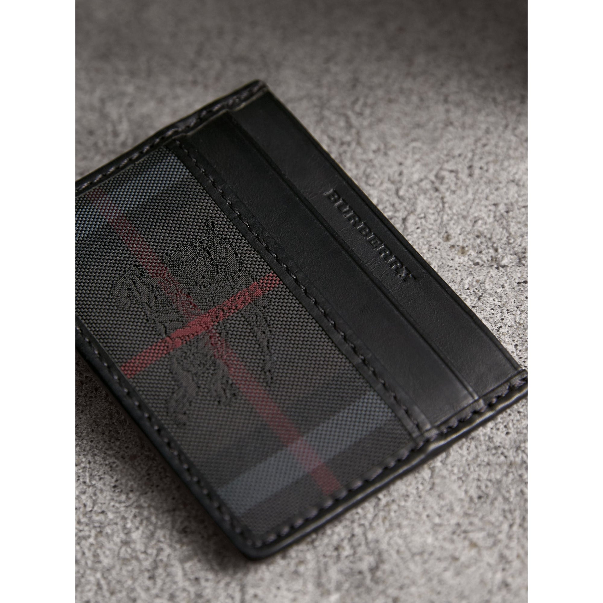 CHARCOAL/BLACK Porte-cartes à motif Horseferry check