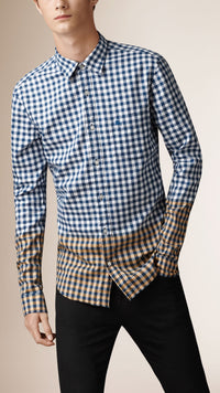 MID INDIGO Chemise vichy en coton de couleur contrastante