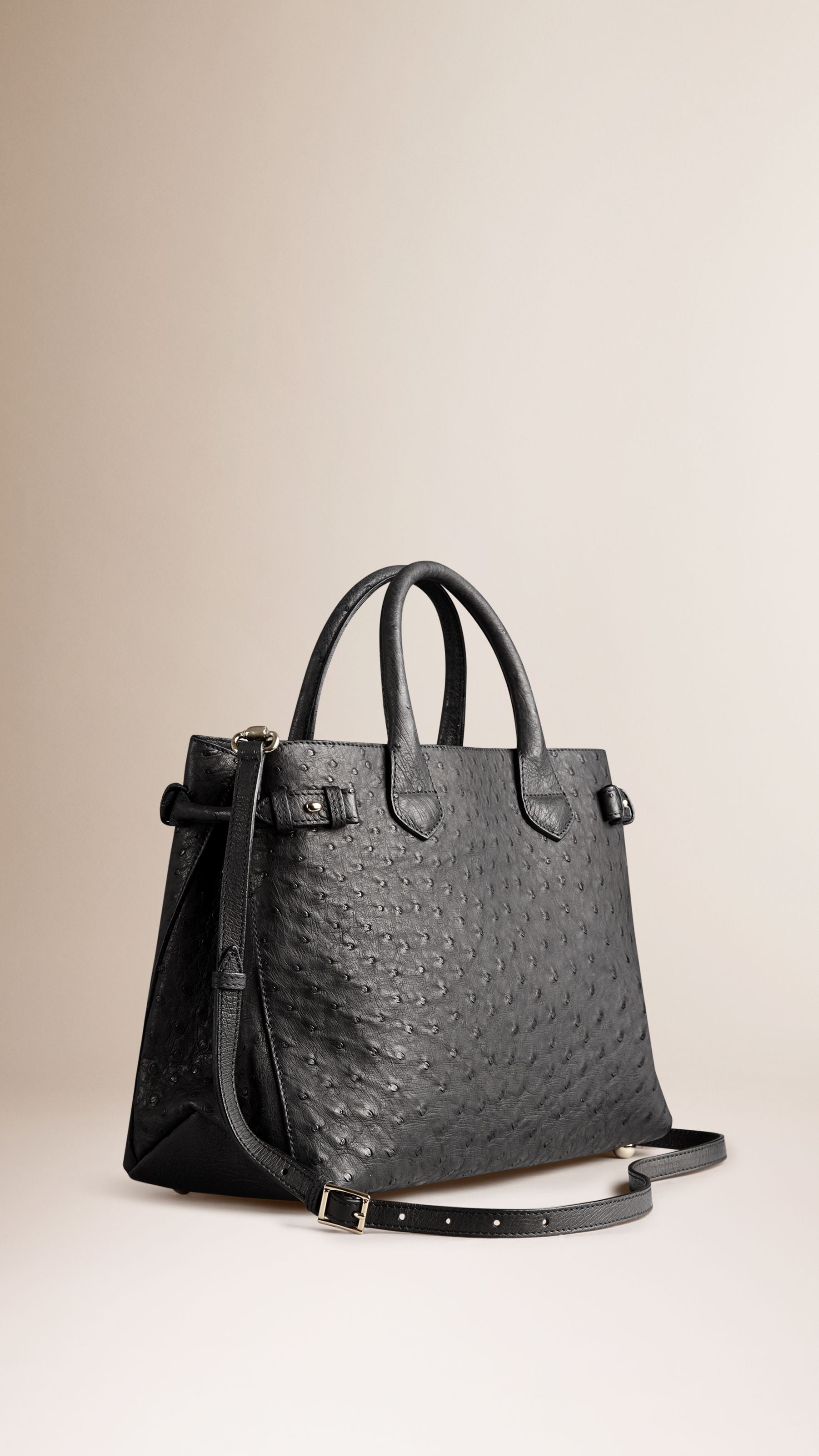 BLACK Sac The Banner medium en cuir d'autruche