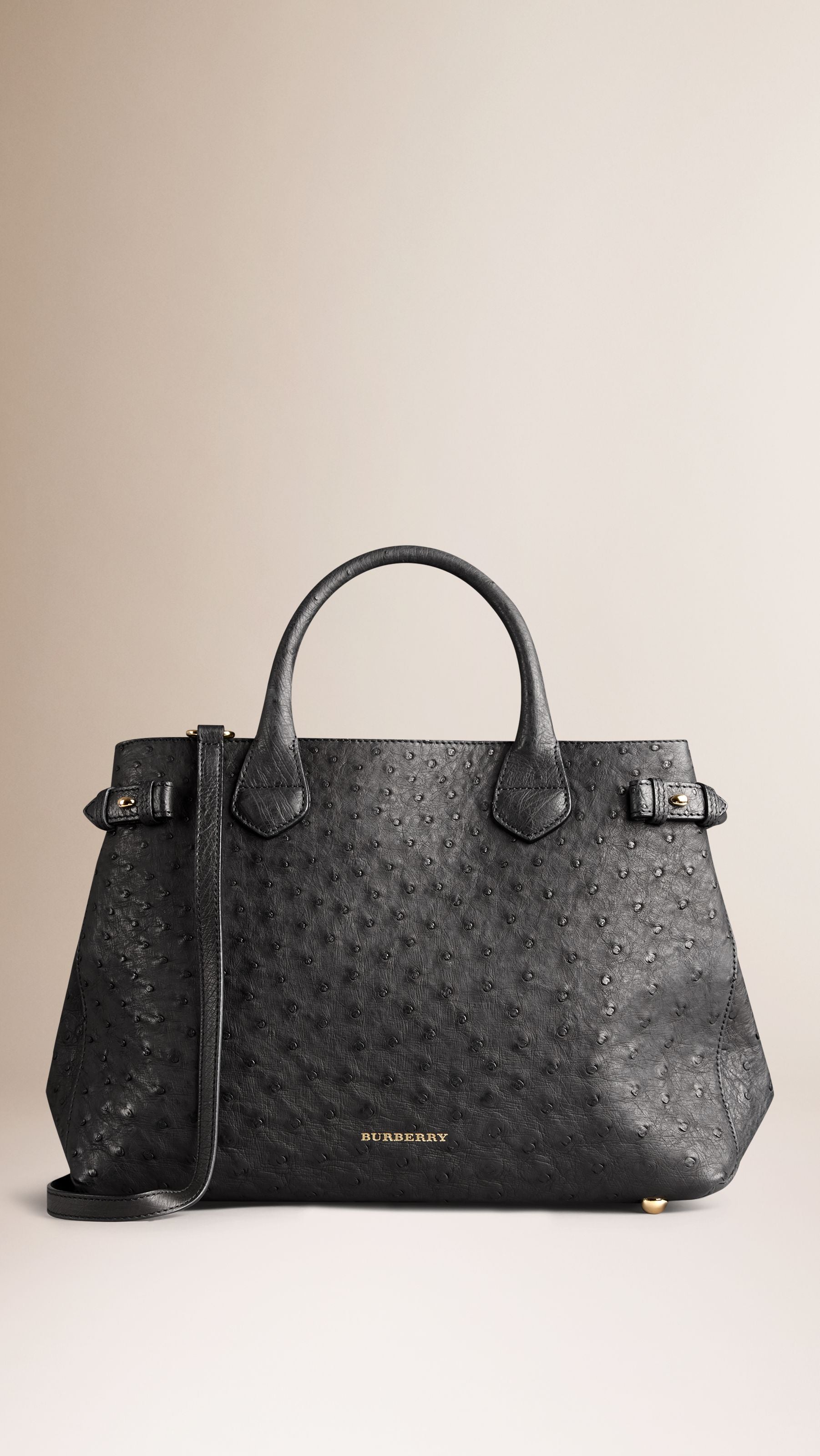 BLACK Sac The Banner medium en cuir d'autruche