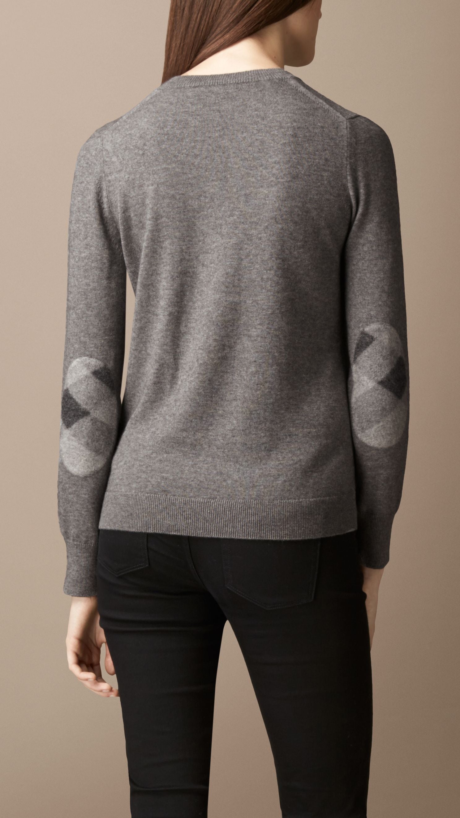 MID GREY MELANGE Pull aiguilleté en cachemire et coton