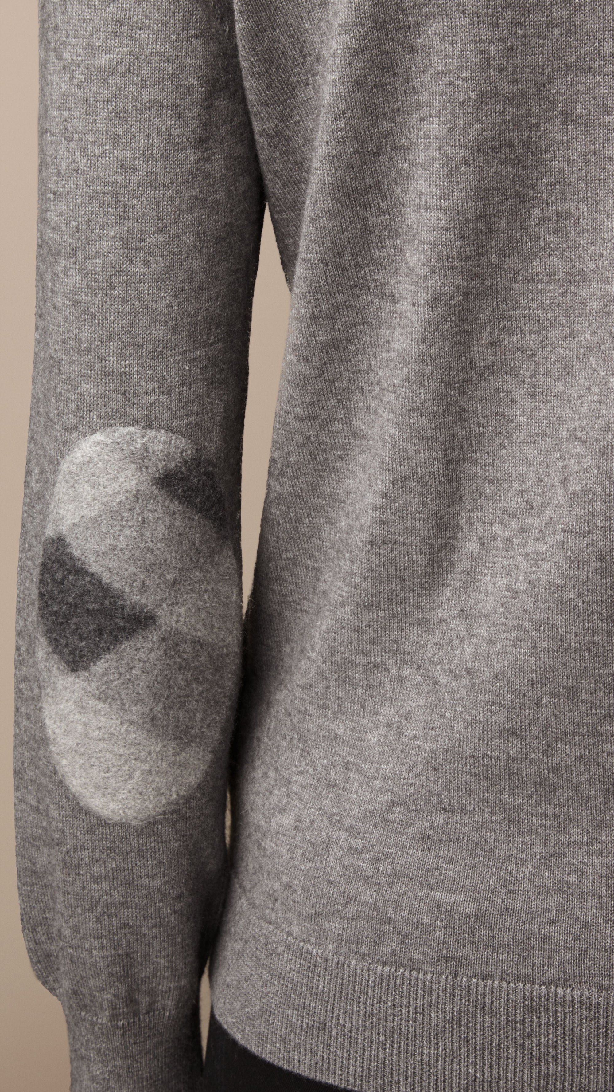 MID GREY MELANGE Pull aiguilleté en cachemire et coton