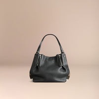 BLACK Sac tote medium en cuir orné de touches check