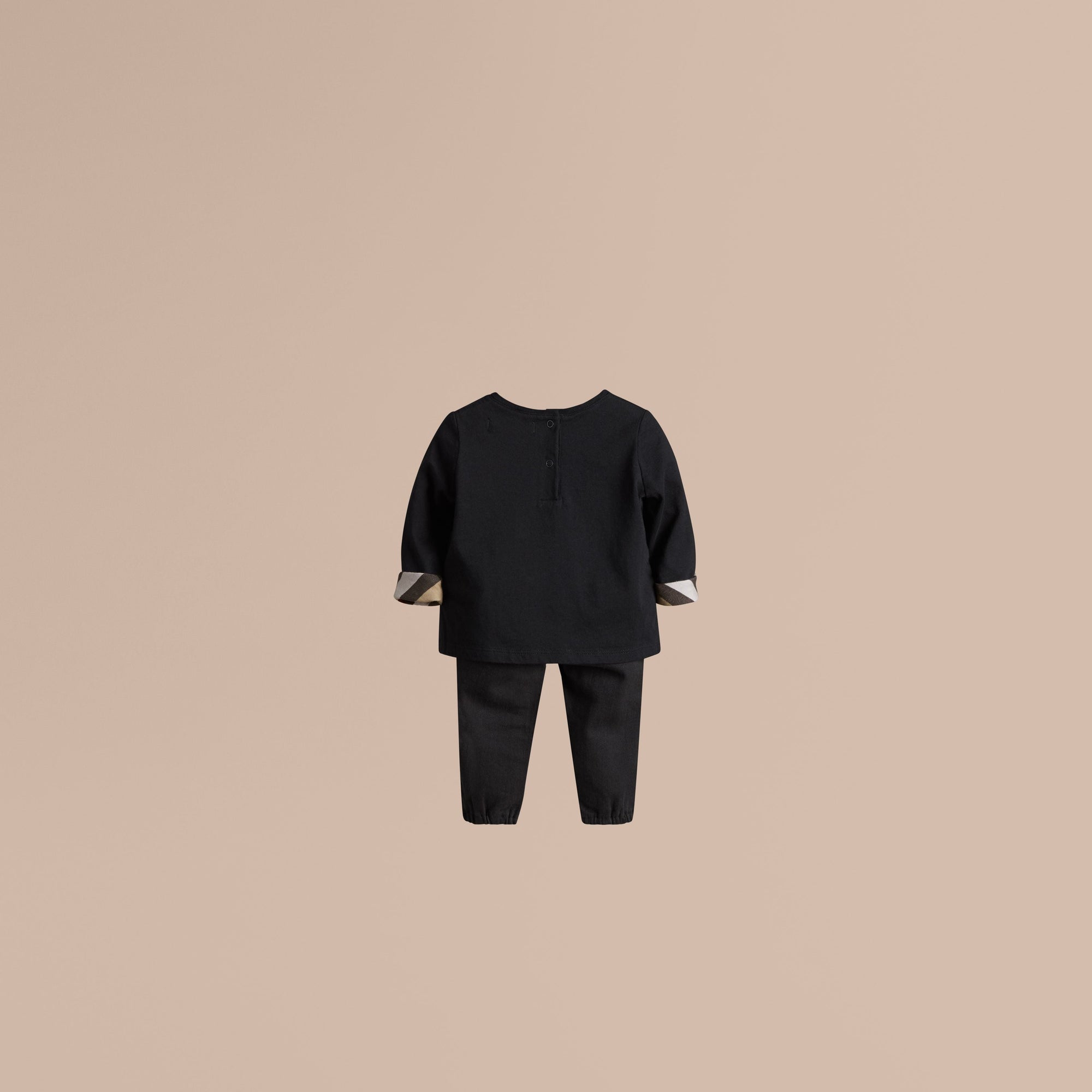 BLACK T-shirt à manches longues avec poignets à motif check