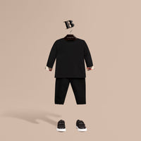 BLACK T-shirt à manches longues avec poignets à motif check