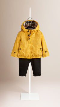 AMBER YELLOW Veste à capuche avec fermeture frontale zippée et doublure à motif check