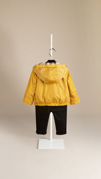 AMBER YELLOW Veste à capuche avec fermeture frontale zippée et doublure à motif check