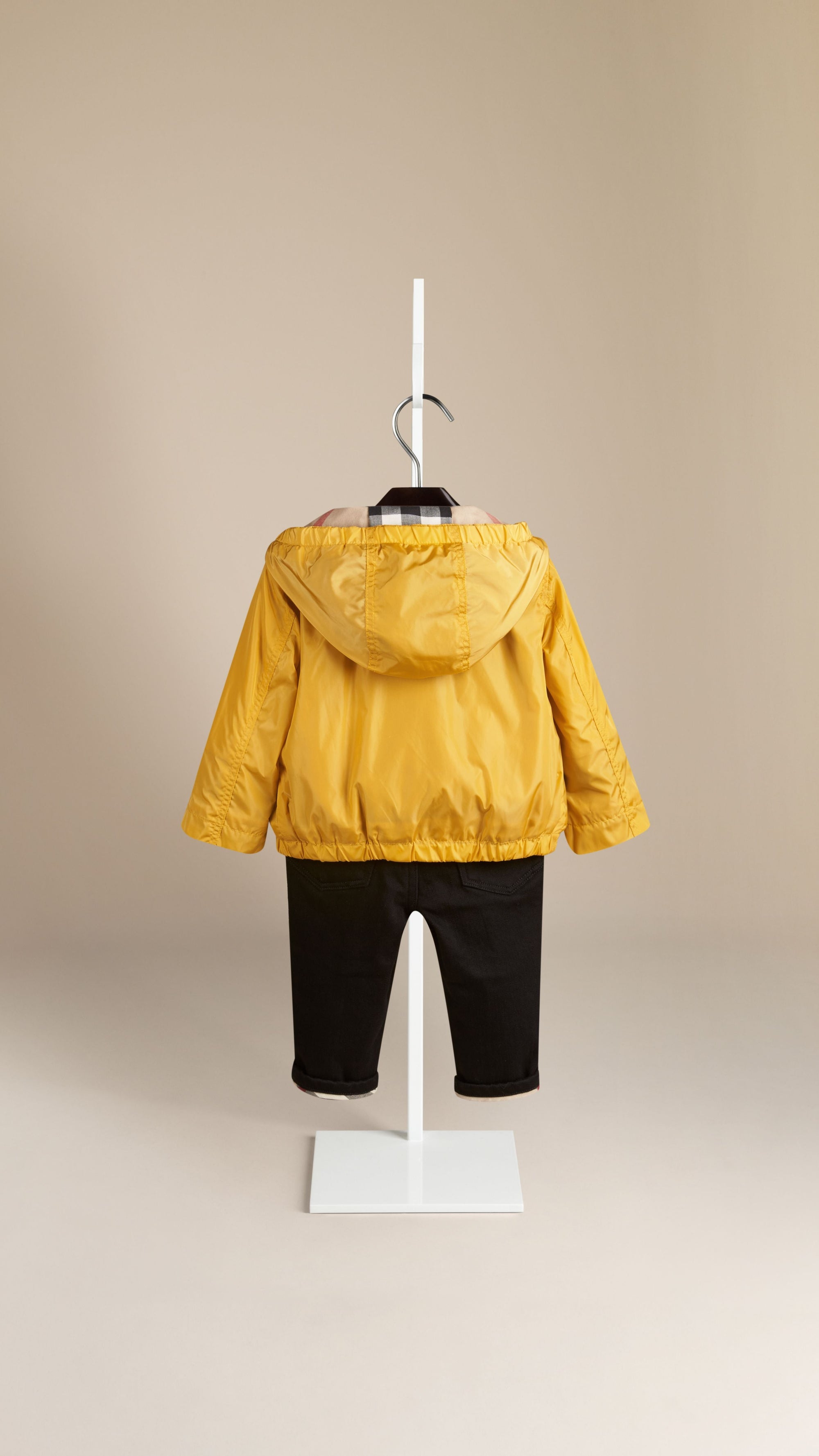 AMBER YELLOW Veste à capuche avec fermeture frontale zippée et doublure à motif check