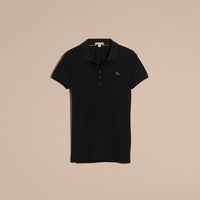 BLACK Polo en piqué de coton