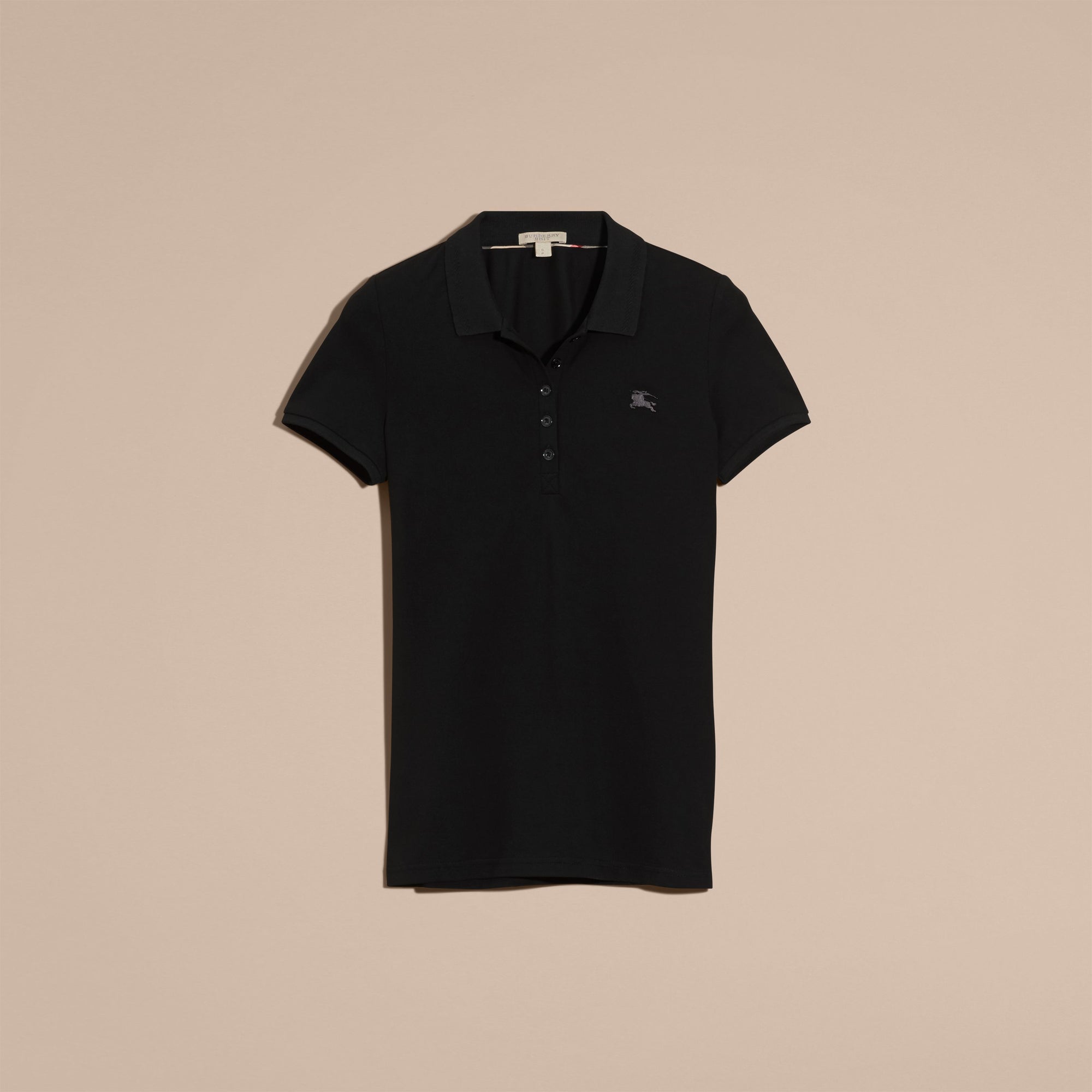 BLACK Polo en piqué de coton