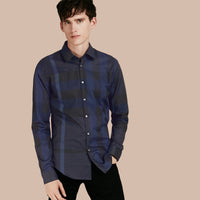 NAVY Chemise en coton à motif check