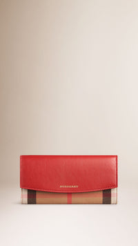 MILITARY RED Portefeuille continental en cuir orné d'un motif House check
