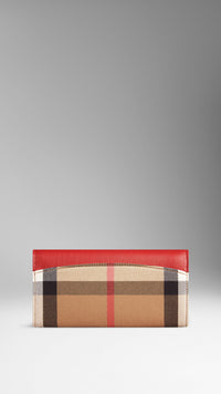 MILITARY RED Portefeuille continental en cuir orné d'un motif House check