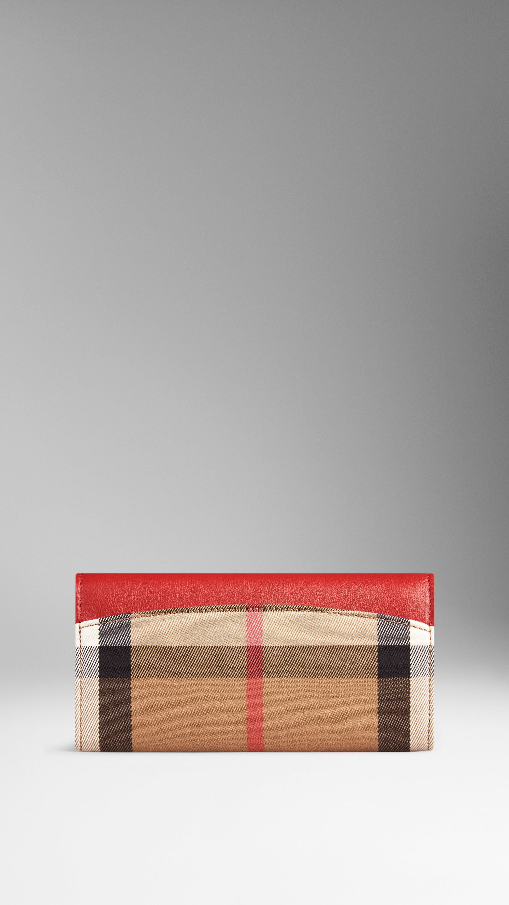 MILITARY RED Portefeuille continental en cuir orné d'un motif House check
