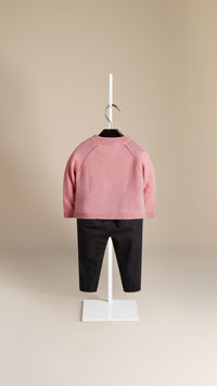 PALE ROSE PINK Cardigan en cachemire ajouré