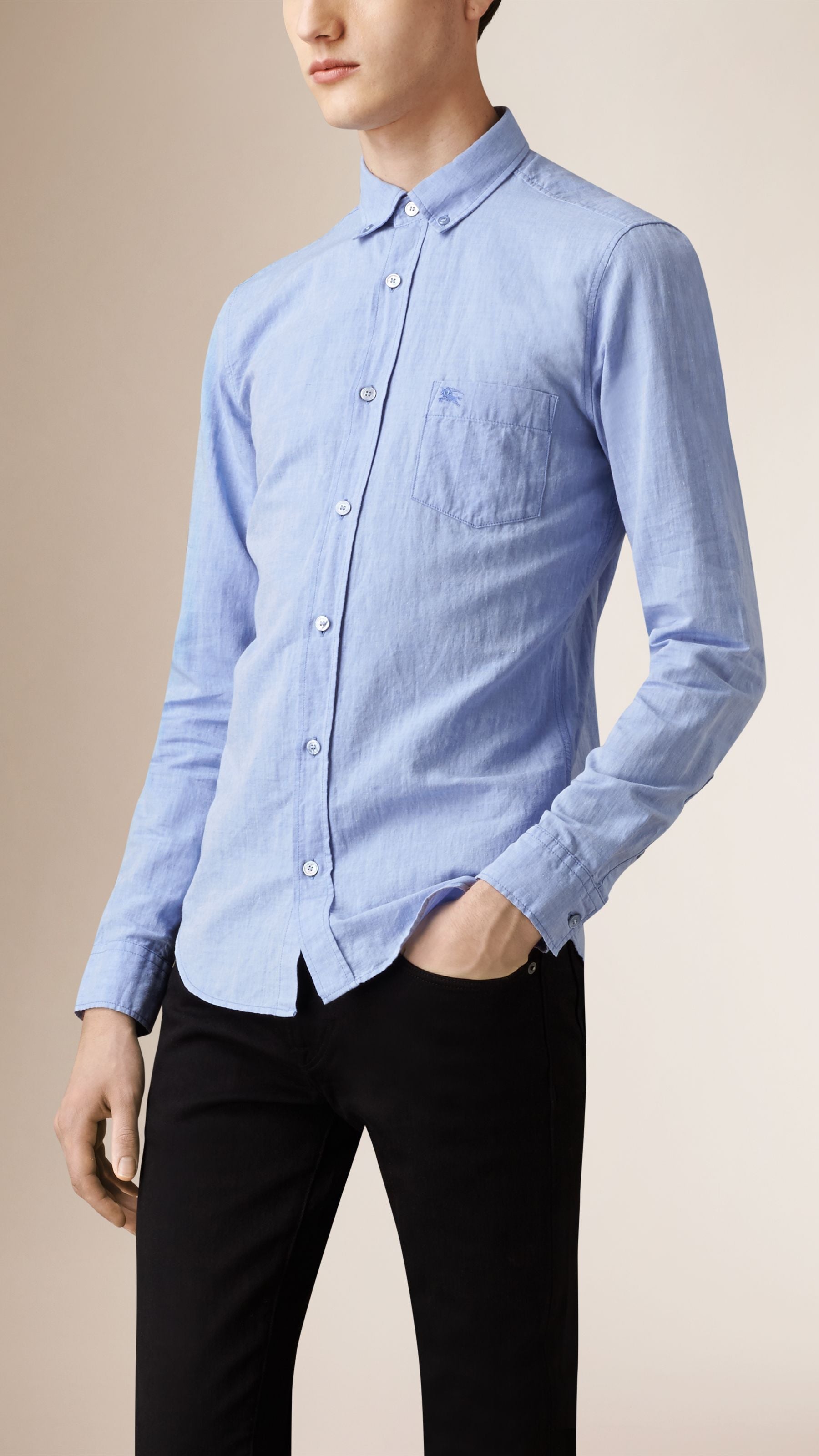 SKY BLUE Chemise en coton et lin
