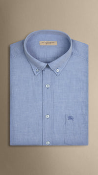 SKY BLUE Chemise en coton et lin