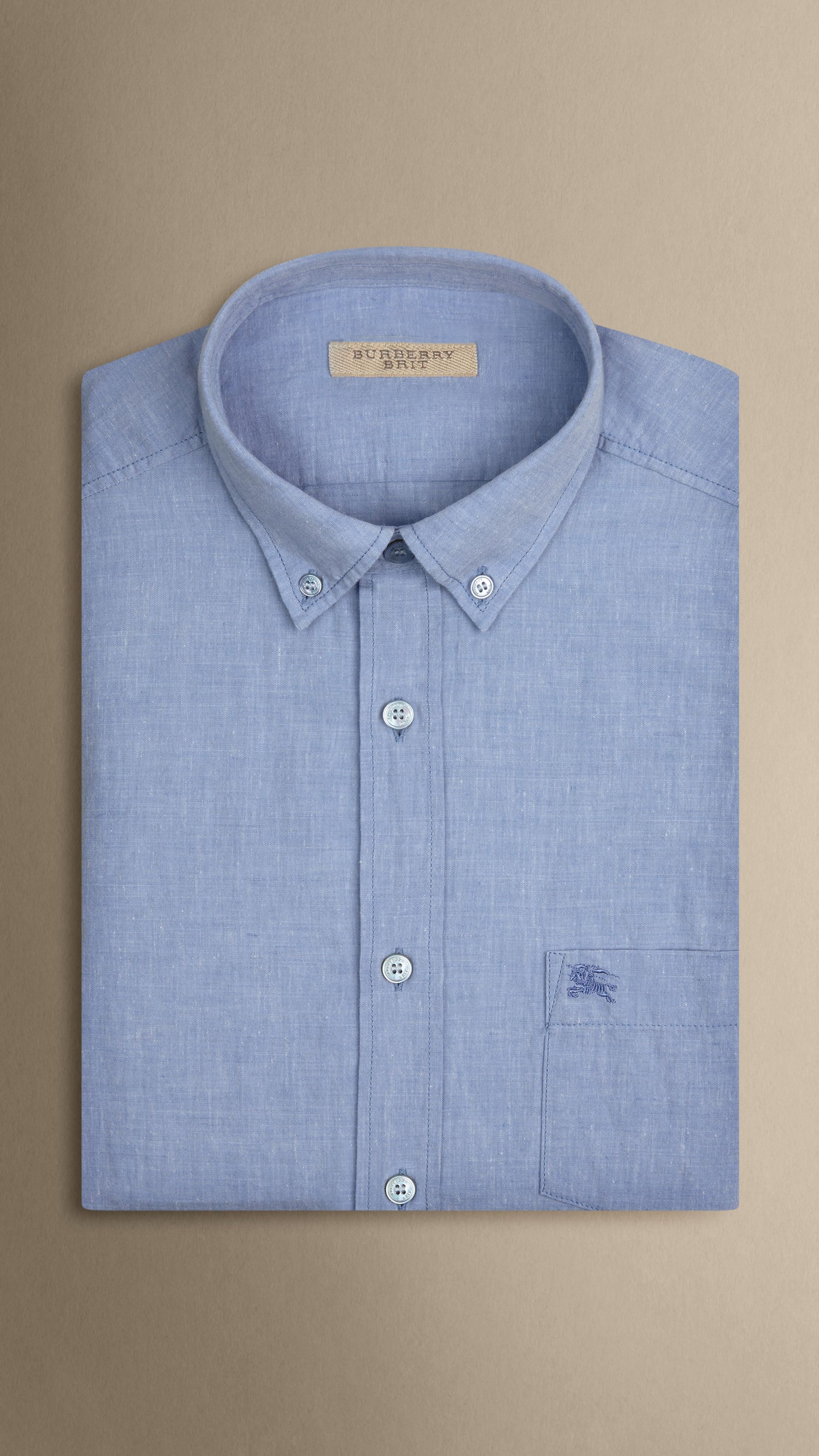 SKY BLUE Chemise en coton et lin