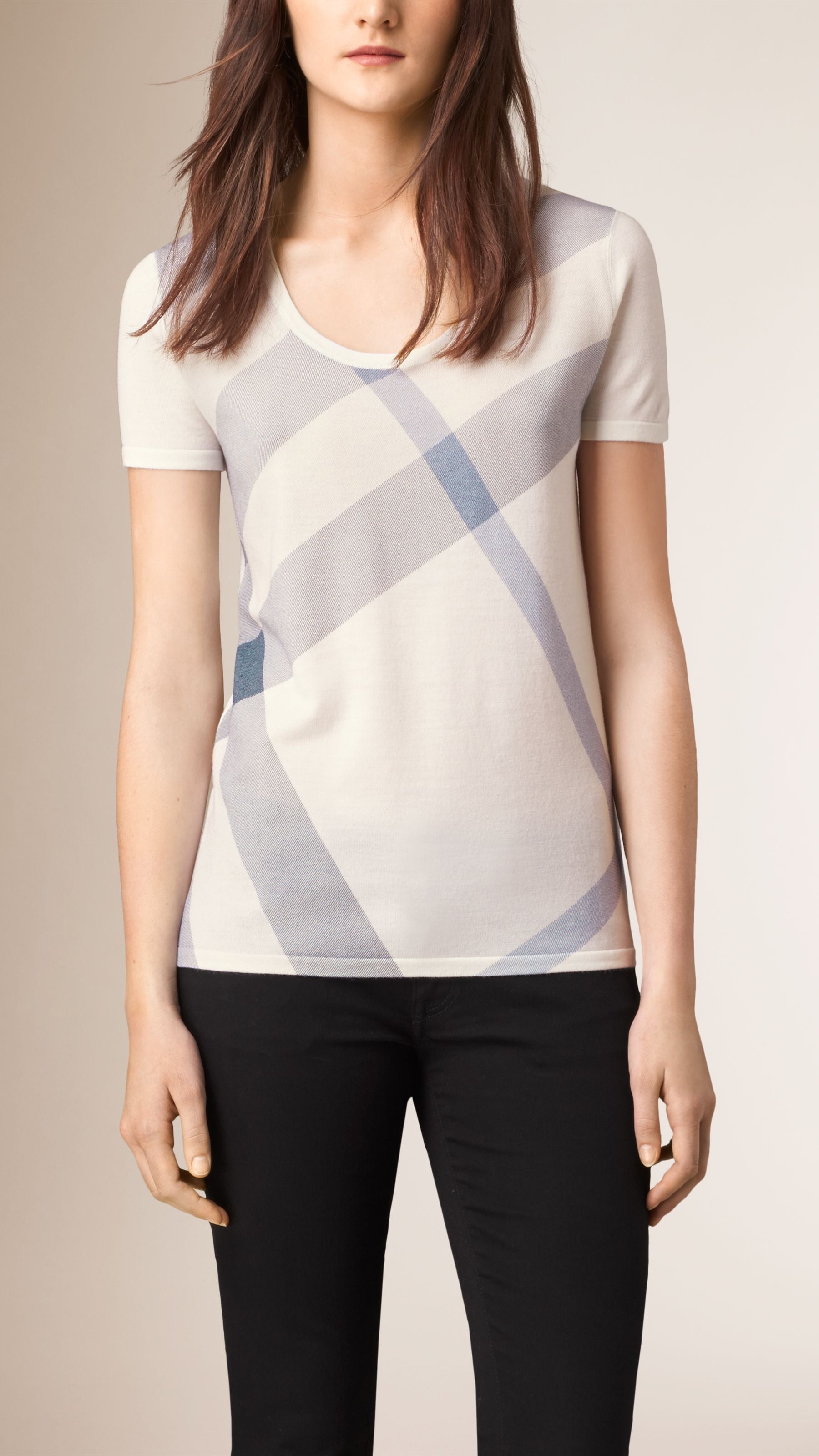 LUPIN T-shirt en laine à motif check frontal