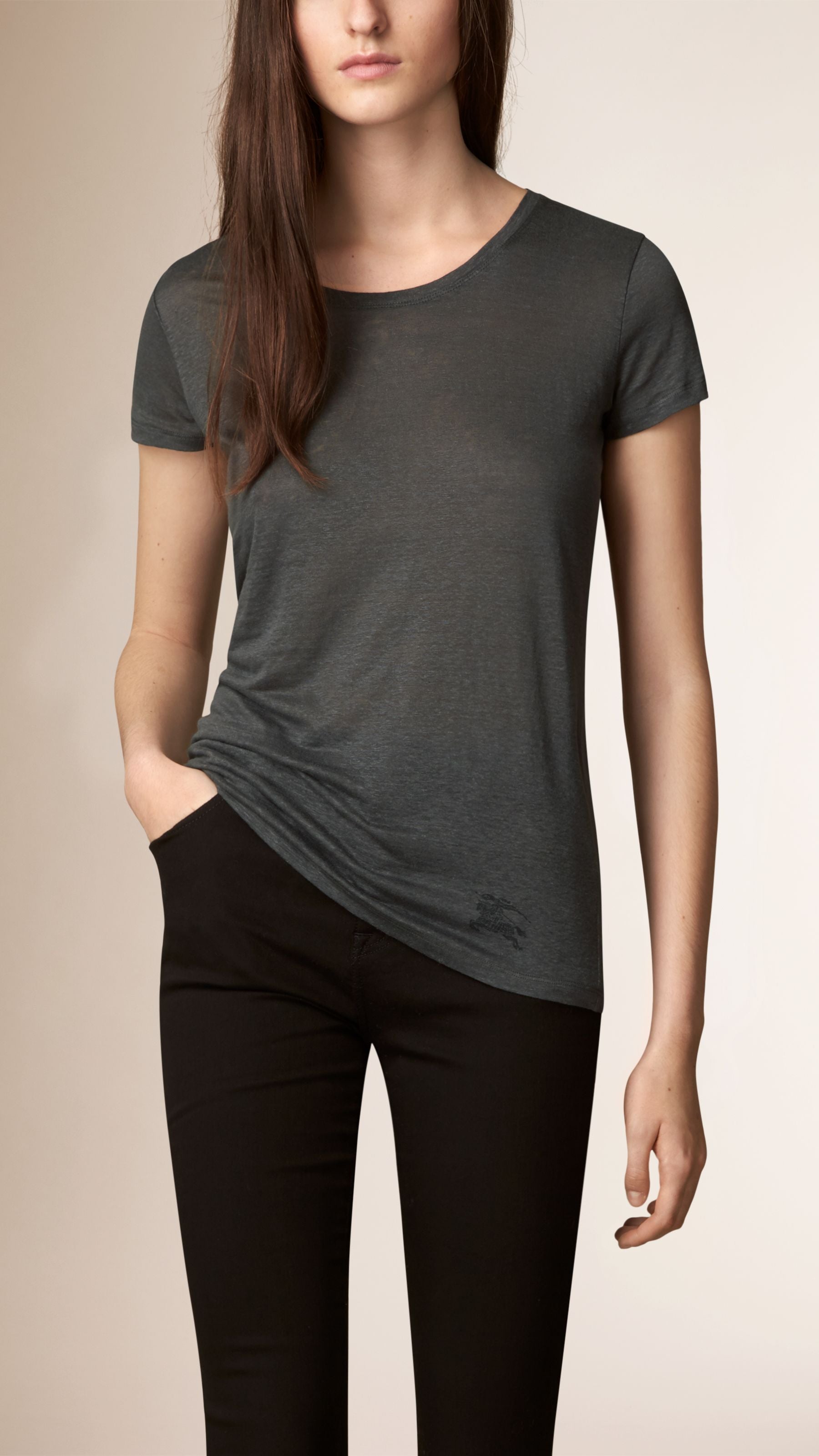 DARK GREY T-shirt en lin