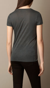 DARK GREY T-shirt en lin