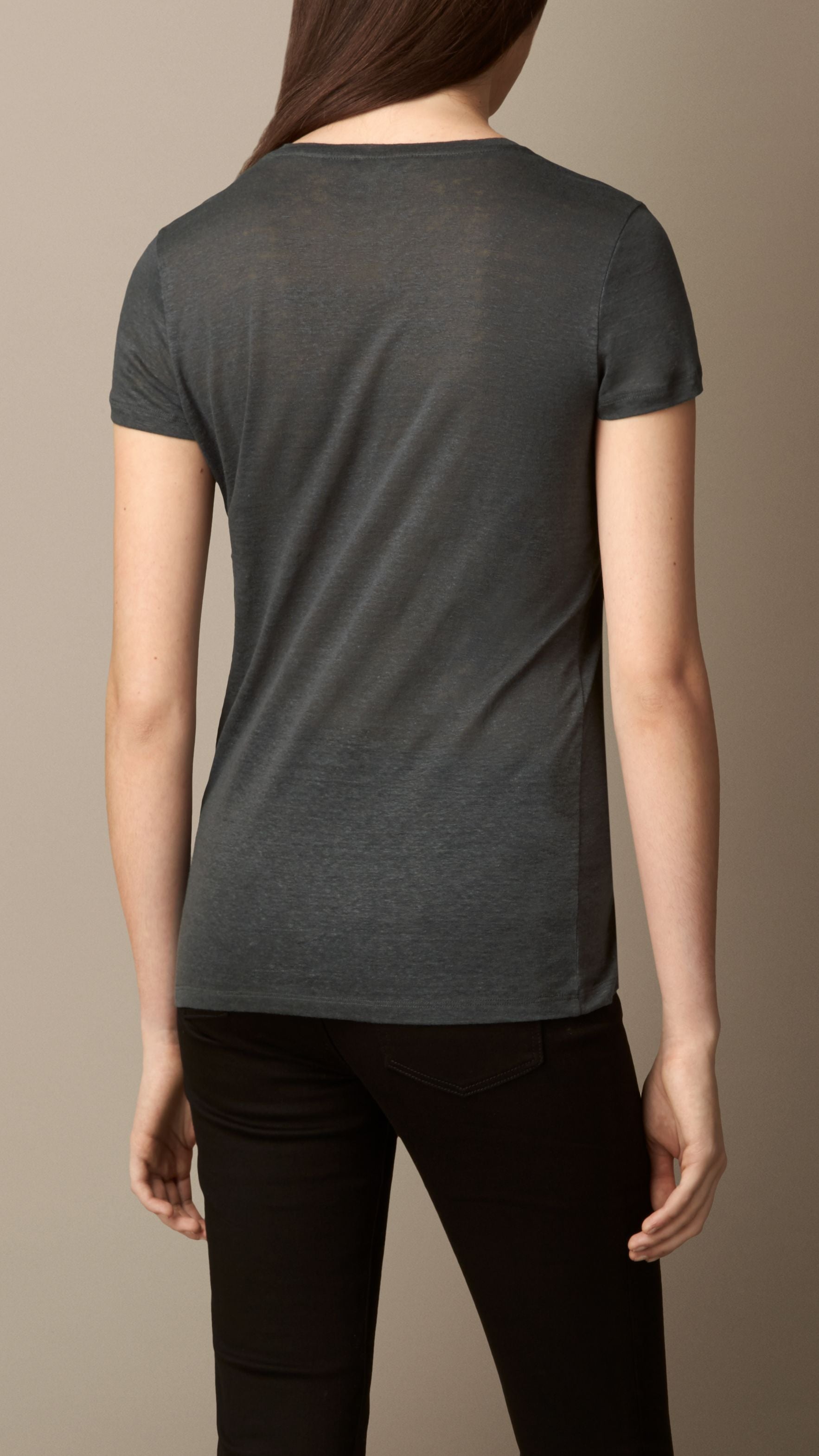 DARK GREY T-shirt en lin