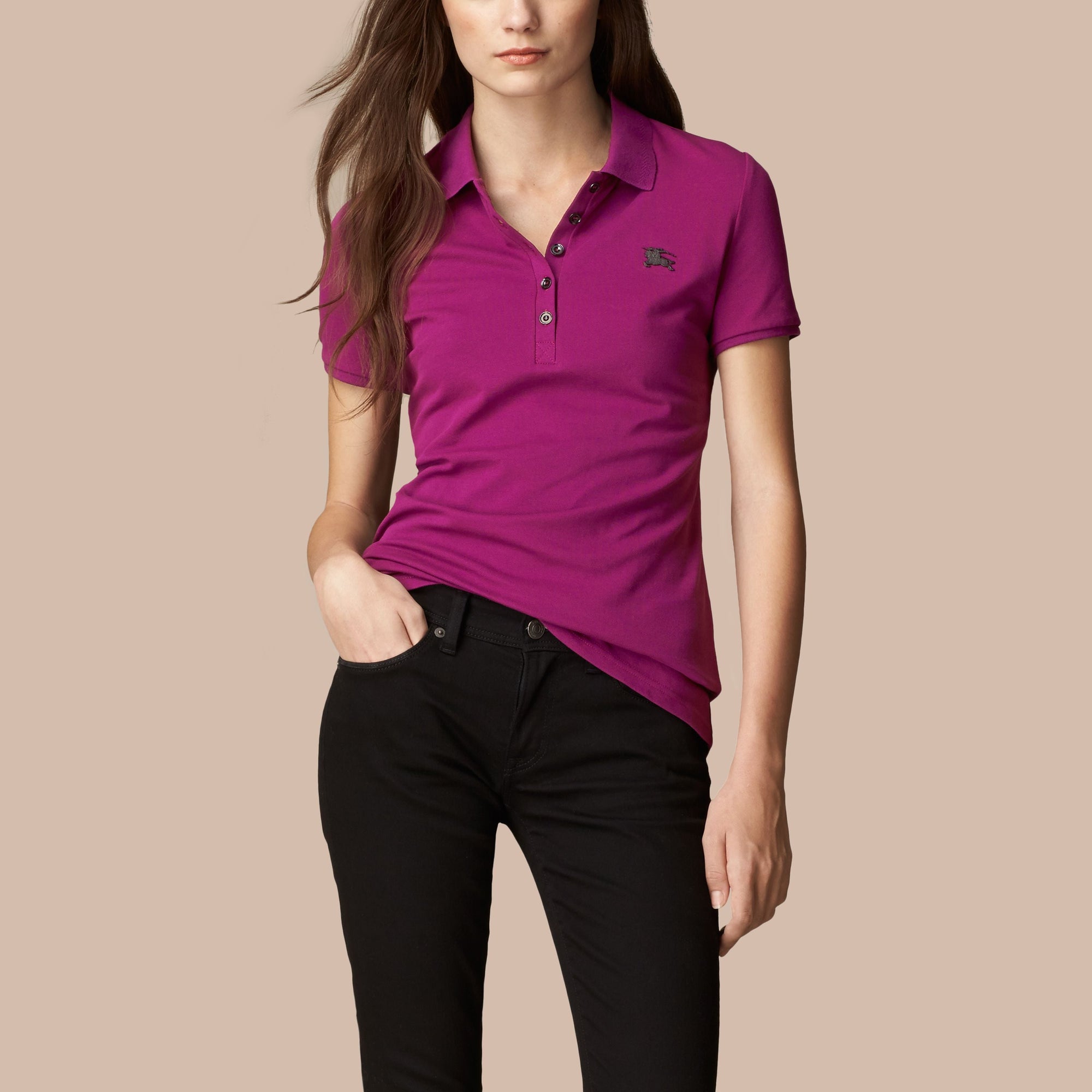 MAGENTA PINK Polo en piqué de coton