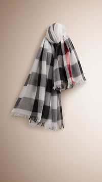 IVORY CHECK Carré en coton et modal à motif check