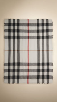IVORY CHECK Carré en coton et modal à motif check