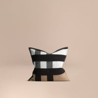 HOUSE CHECK/BLACK Housse de coussin en laine et cachemire avec motif check