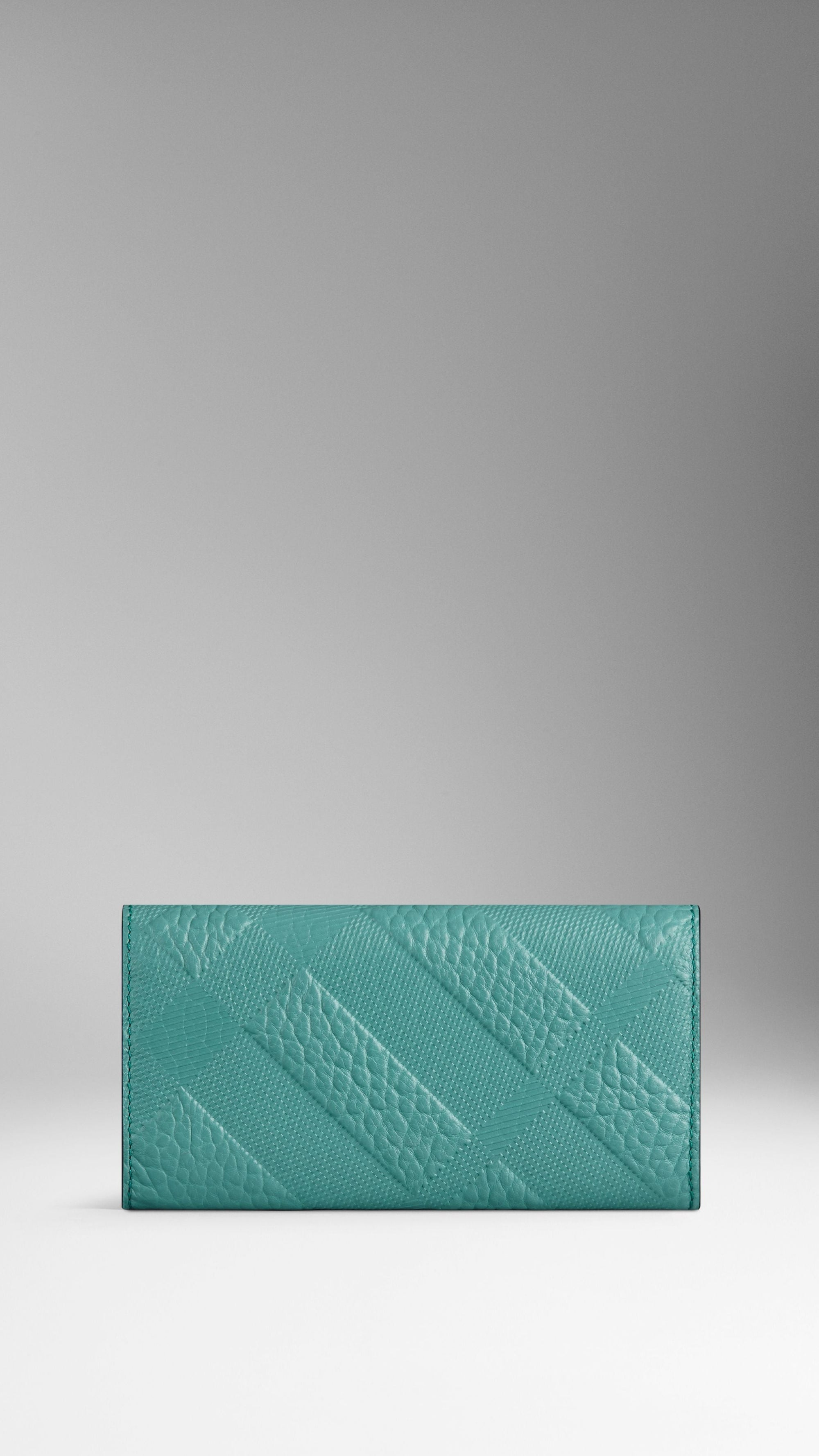 DUSTY AQUA GREEN Portefeuille continental en cuir à motif check estampé