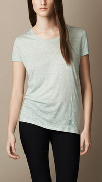PALE PISTACHIO GREEN T-shirt en lin