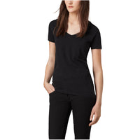 T-shirt en V en jersey de coton - Noir