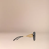 BLACK Lunettes de soleil à monture ronde surdimensionnée – Collection Gabardine
