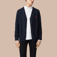 NAVY Cardigan à col V en cachemire