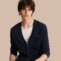 NAVY Cardigan à col V en cachemire