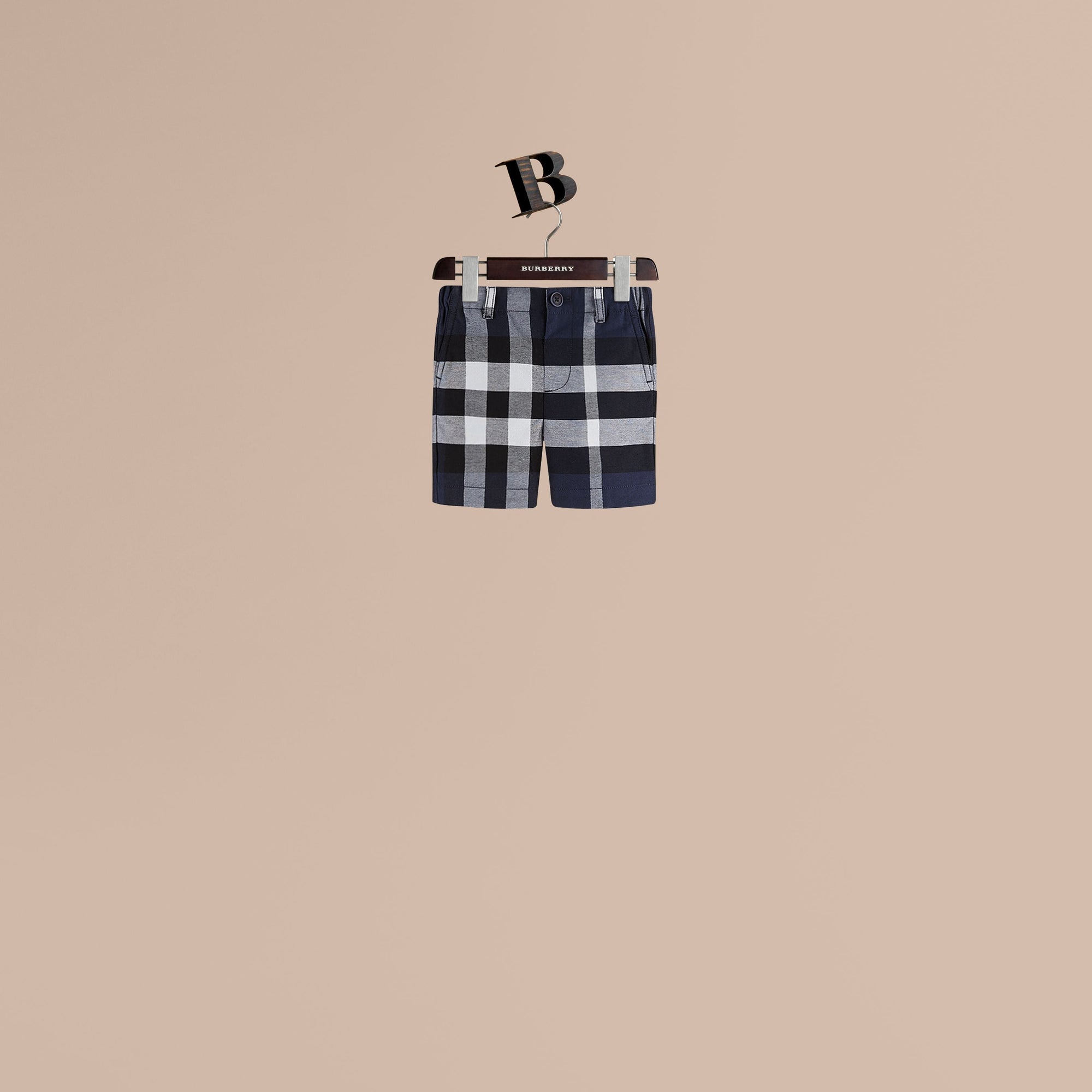 NAVY Short chino en coton à motif check