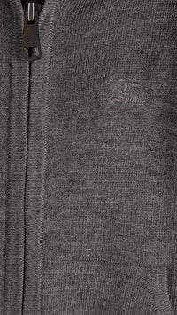 MID GREY MELANGE Haut en laine à capuche avec ornements check