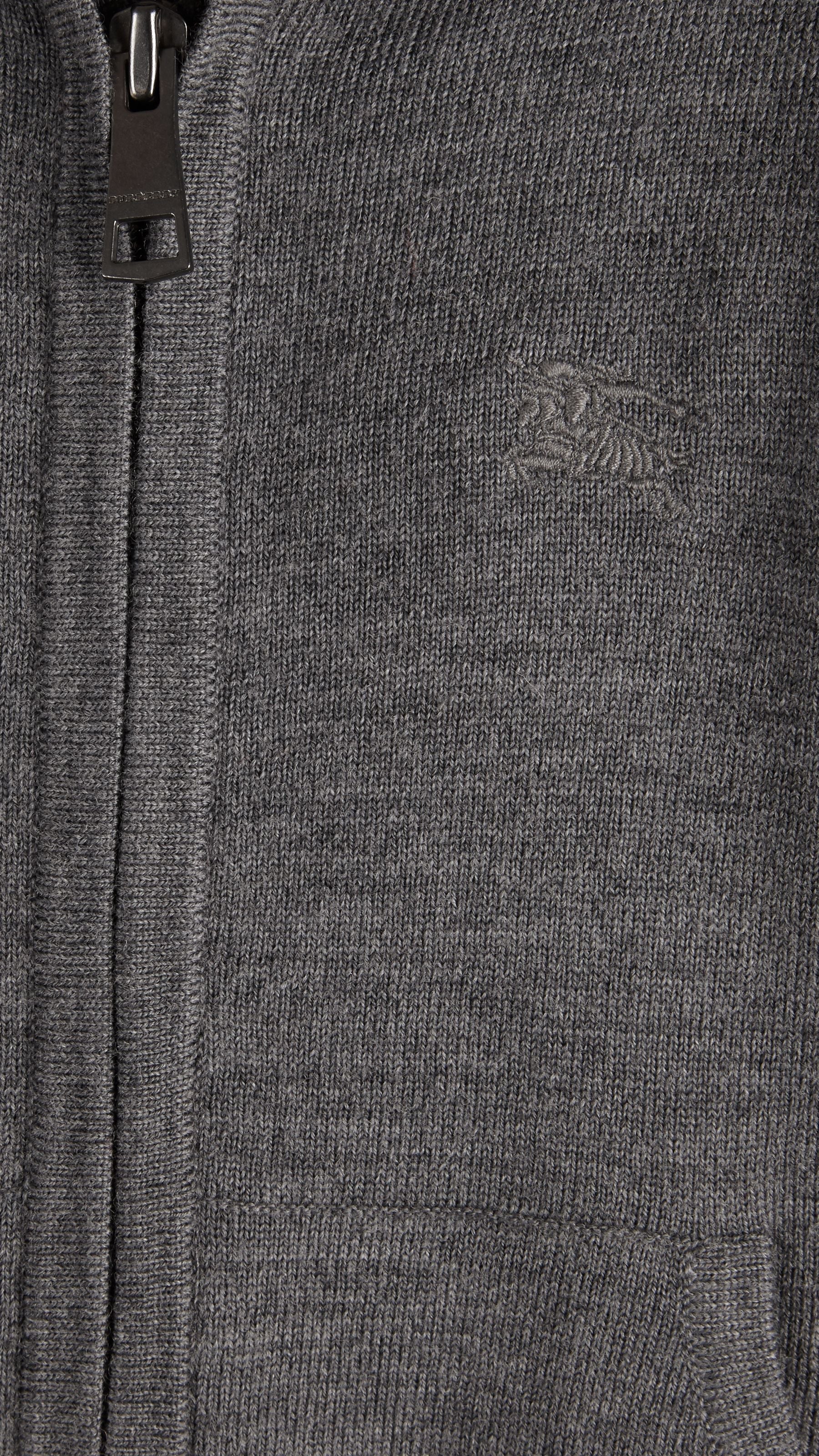 MID GREY MELANGE Haut en laine à capuche avec ornements check