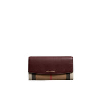 MAHOGANY RED Portefeuille continental en coton House check et cuir