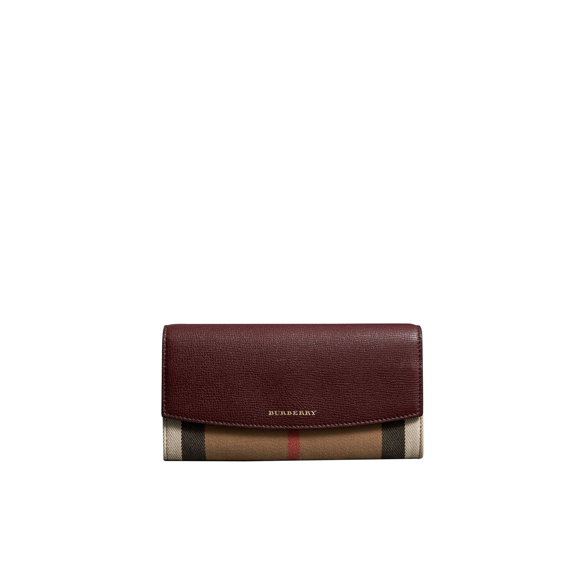 MAHOGANY RED Portefeuille continental en coton House check et cuir