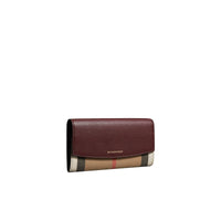 MAHOGANY RED Portefeuille continental en coton House check et cuir