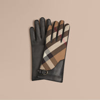 BLACK Gants en cuir et coton House check