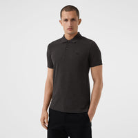 DARK CHARCOAL MEL Polo en piqué de coton avec patte à motif check