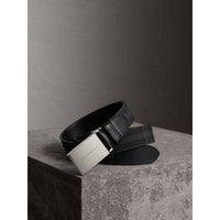 CHARCOAL/BLACK Ceinture à motif Horseferry check doublée de cuir
