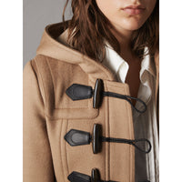 Duffle-coat en laine avec bordure en fourrure amovible - Camel