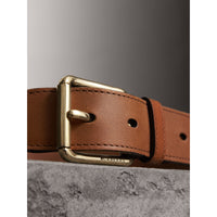 TAN Ceinture à motif Horseferry check avec éléments en cuir
