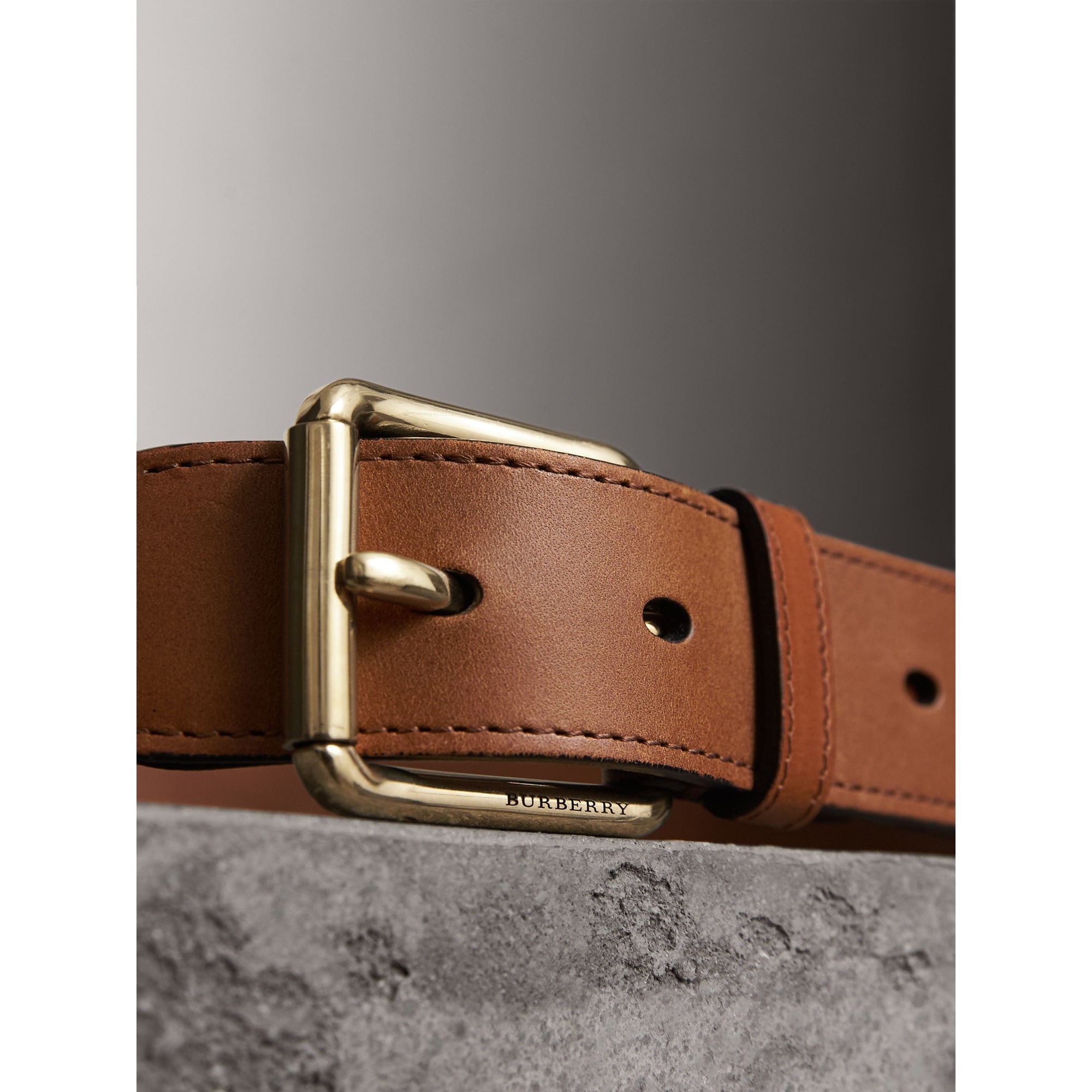 TAN Ceinture à motif Horseferry check avec éléments en cuir